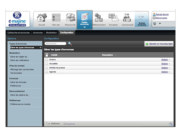 Confi module Petites Annonces