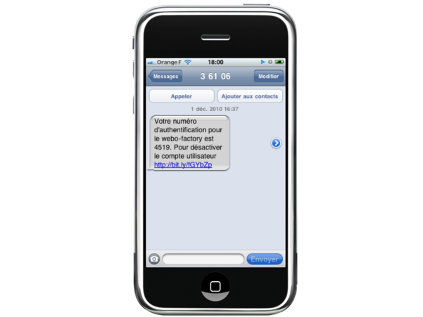 Réception d'un code d'authentification sur un iphone