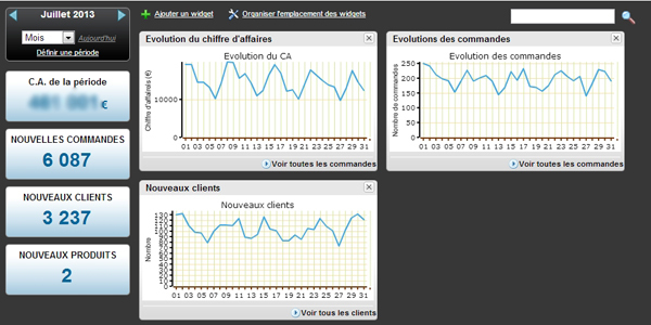Screenshot e-majine ecommerce stats