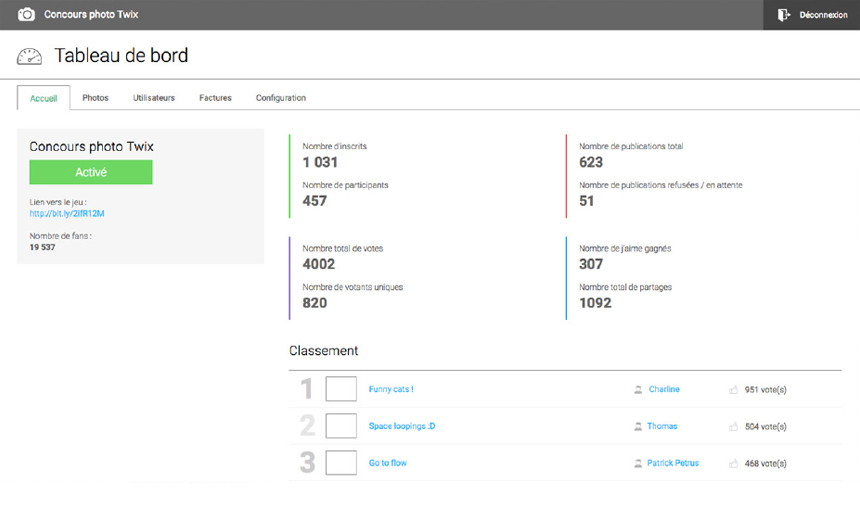 Screen applications sociales Accueil Produit